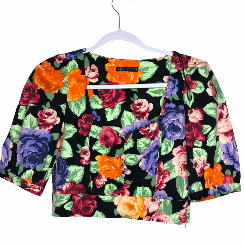 Zara Floral Crop Top - Picture 1 of 9